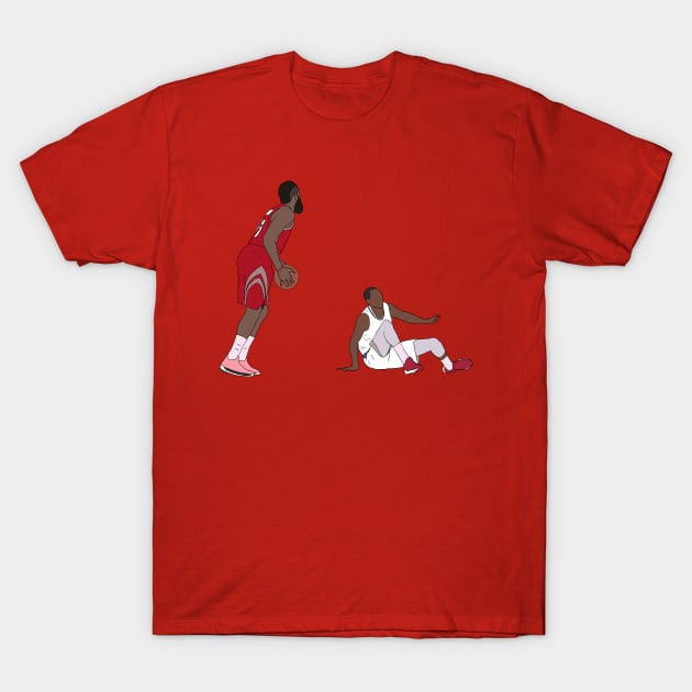 James Harden Crossover On Wesley Johnson T-Shirt by rattraptees